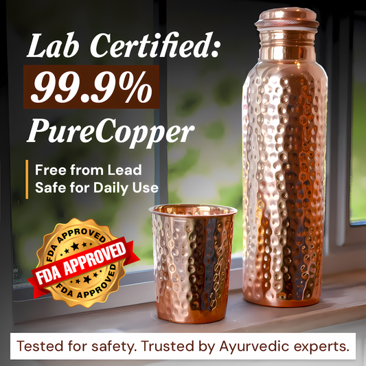 Certified Ayurveda® Pure Copper Water Bottle - V1 Hand-Hammered Edition